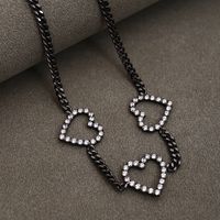 Ins Style Simple Style Heart Shape Brass Plating Hollow Out Inlay Zircon Necklace sku image 1