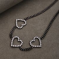 Ins Style Simple Style Heart Shape Brass Plating Hollow Out Inlay Zircon Necklace main image 4