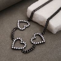 Ins Style Simple Style Heart Shape Brass Plating Hollow Out Inlay Zircon Necklace main image 1