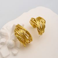 1 Pair Ins Style Simple Style C Shape Lines Plating Copper Ear Studs main image 4