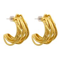 1 Pair Ins Style Simple Style C Shape Lines Plating Copper Ear Studs main image 3