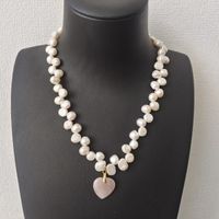 Casual Sweet Heart Shape Natural Stone Freshwater Pearl Beaded Plating Pendant Necklace main image 1