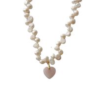 Casual Sweet Heart Shape Natural Stone Freshwater Pearl Beaded Plating Pendant Necklace main image 4