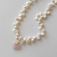 Casual Sweet Heart Shape Natural Stone Freshwater Pearl Beaded Plating Pendant Necklace main image 3