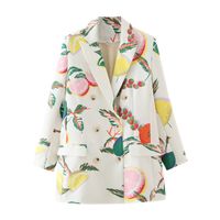 Women's Streetwear Printing Printing Double Breasted Blazer sku image 2