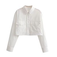 Women's Blouse Long Sleeve Blouses Double Pocket Streetwear Solid Color sku image 4