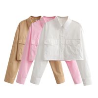 Women's Blouse Long Sleeve Blouses Double Pocket Streetwear Solid Color main image 8