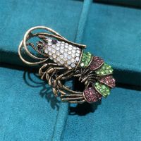 Casual Retro Lobster Alloy Plating Inlay Rhinestones Unisex Brooches main image 1