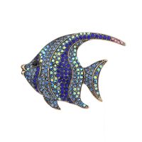 Rétro Brillant Poisson Alliage Placage Incruster Strass Unisexe Broches main image 3