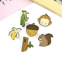 Style De Bande Dessinée Mignon Animal Pommes De Pin Banane Alliage Émail Femmes Broches main image 2