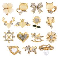 Elegante Geométrico Aleación Embutido Perlas Artificiales Diamantes De Imitación Ópalo Mujeres Broches main image 6