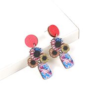 Simple Style Commute American Flag Wood Printing Independence Day Women's Drop Earrings main image 5
