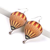 Simple Style Commute Hot Air Balloon Wood Printing Women's Drop Earrings sku image 2