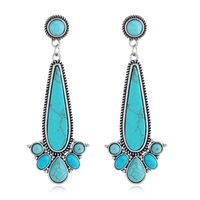 Retro Ethnic Style Round Alloy Inlay Turquoise Women's Drop Earrings main image 2