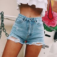 Women's Holiday Daily Streetwear Solid Color Shorts Washed Jeans main image 4