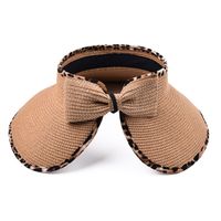 Women's Simple Style Commute Leopard Patchwork Wide Eaves Straw Hat main image 3