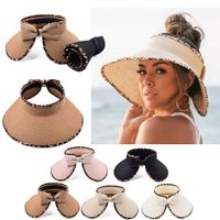 Women's Simple Style Commute Leopard Patchwork Wide Eaves Straw Hat main image 1