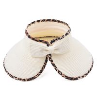 Women's Simple Style Commute Leopard Patchwork Wide Eaves Straw Hat sku image 2