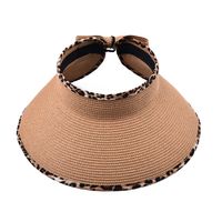 Women's Simple Style Commute Leopard Patchwork Wide Eaves Straw Hat main image 2