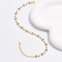 Wholesale Jewelry Elegant Beach Bow Knot Plastic Copper Pearl 18k Gold Plated Anklet main image 2