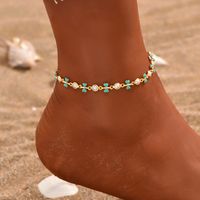 Wholesale Jewelry Elegant Beach Bow Knot Plastic Copper Pearl 18k Gold Plated Anklet sku image 1