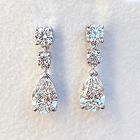 1 Pair Lady Geometric Copper Inlay Zircon Drop Earrings main image 1