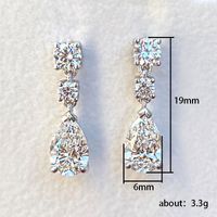 1 Pair Lady Geometric Copper Inlay Zircon Drop Earrings main image 4
