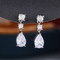 1 Paire Dame Géométrique Le Cuivre Incruster Zircon Boucles D'oreilles main image 3