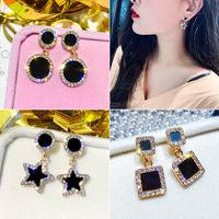Simple Style Square Alloy Inlay Rhinestones Women's Drop Earrings main image 1