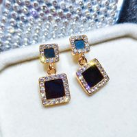 Simple Style Square Alloy Inlay Rhinestones Women's Drop Earrings main image 3