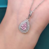 Elegant Water Droplets Copper Inlay Zircon Pendant Necklace main image 1