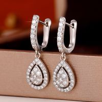 1 Pair Elegant Water Droplets Copper Inlay Zircon Earrings sku image 1