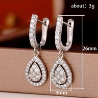 1 Pair Elegant Water Droplets Copper Inlay Zircon Earrings main image 5