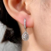1 Pair Elegant Water Droplets Copper Inlay Zircon Earrings main image 4
