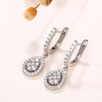 1 Pair Elegant Water Droplets Copper Inlay Zircon Earrings main image 6