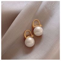 Simple Style Round Alloy Inlay Pearl Women's Earrings sku image 1