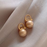Simple Style Round Alloy Inlay Pearl Women's Earrings main image 3