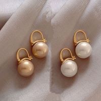 Simple Style Round Alloy Inlay Pearl Women's Earrings main image 1