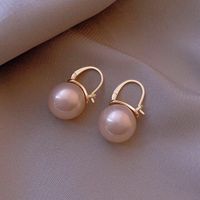 Simple Style Round Alloy Inlay Pearl Women's Earrings main image 4