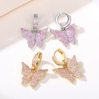 1 Pair Elegant Butterfly Copper Inlay Zircon Earrings main image 2