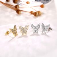 1 Pair Elegant Butterfly Copper Inlay Zircon Earrings main image 1