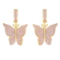 1 Pair Elegant Butterfly Copper Inlay Zircon Earrings sku image 4