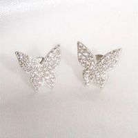 1 Pair Elegant Butterfly Copper Inlay Zircon Earrings sku image 1