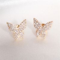 1 Paar Elegant Schmetterling Kupfer Inlay Zirkon Ohrringe sku image 2
