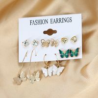Cartoon Style Butterfly Alloy Inlay Rhinestones Opal Women's Earrings sku image 1