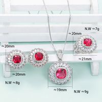Glam Solid Color Copper Plating Inlay Artificial Gemstones Rings Earrings Necklace main image 2