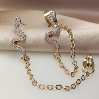 Cool Style Animal Snake Metal Plating Inlay Zircon Gold Plated Women's Drop Earrings main image 5