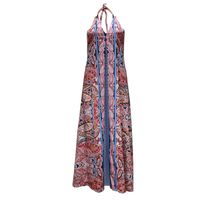 Mujeres Vestido Normal Estilo Vintage Bohemio Cuello Halter Impresión Sin Mangas Impresión Vestido Maxilargo Fiesta Viaje main image 4