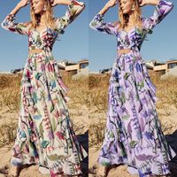 Women's Vacation Flower 4-way Stretch Fabric Polyester Printing Skirt Sets main image 1