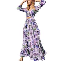 Women's Vacation Flower 4-way Stretch Fabric Polyester Printing Skirt Sets main image 3